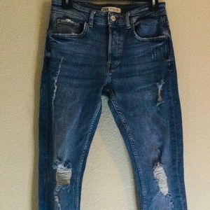 Zara - Men’s Blue Distressed Jeans